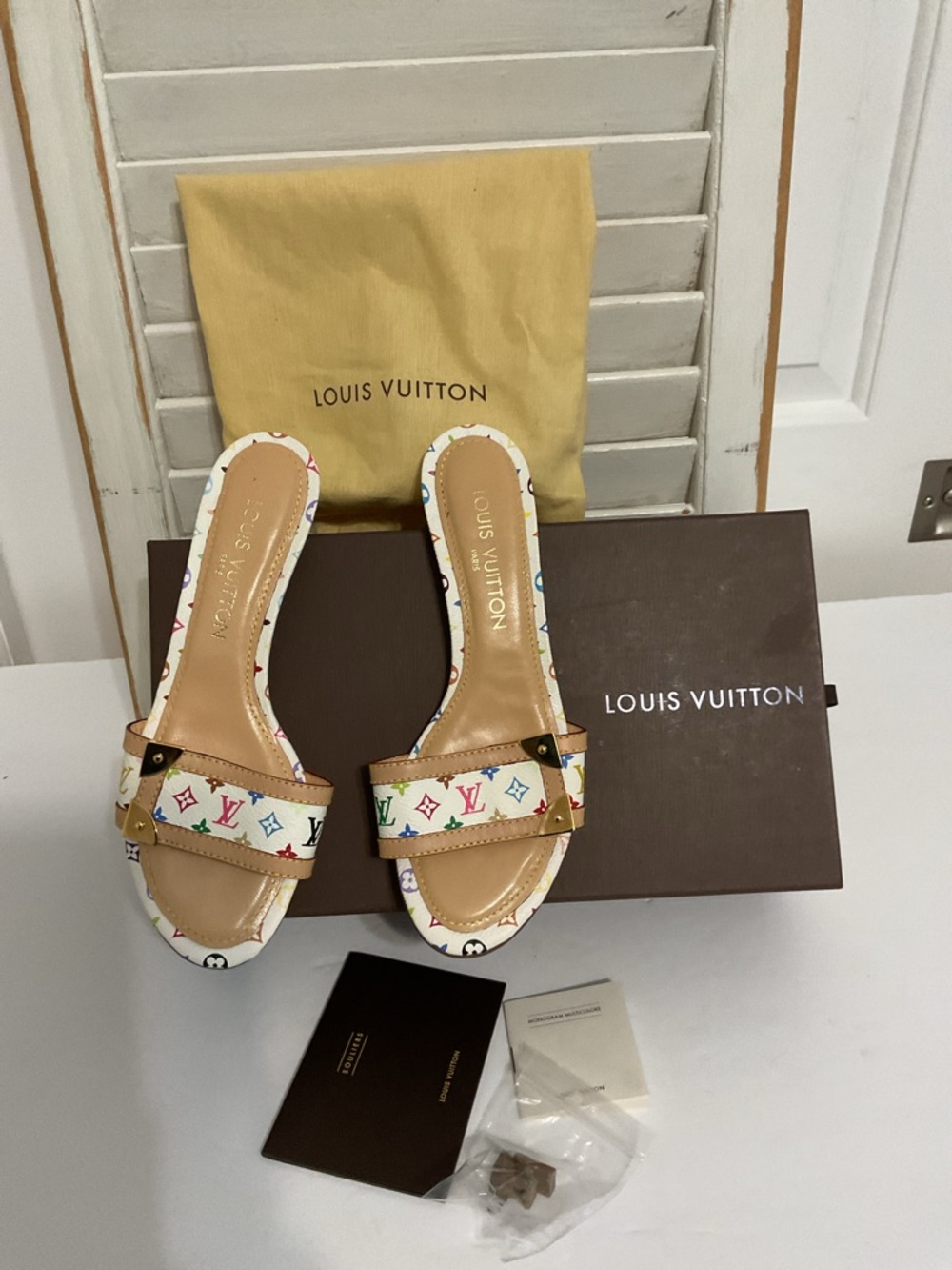 Louis Vuitton Sandals Murakami Kitten Heel Size 36.5 - Picture 13 of 14